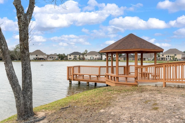 8322 Calico Canyon Dr, Tomball, TX 77375 - dock area featuring a gazebo, a residential view, and a water view