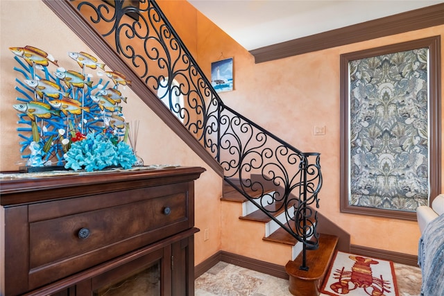 206 China Clipper Dr, Freeport, TX 77541 - stairway with baseboards