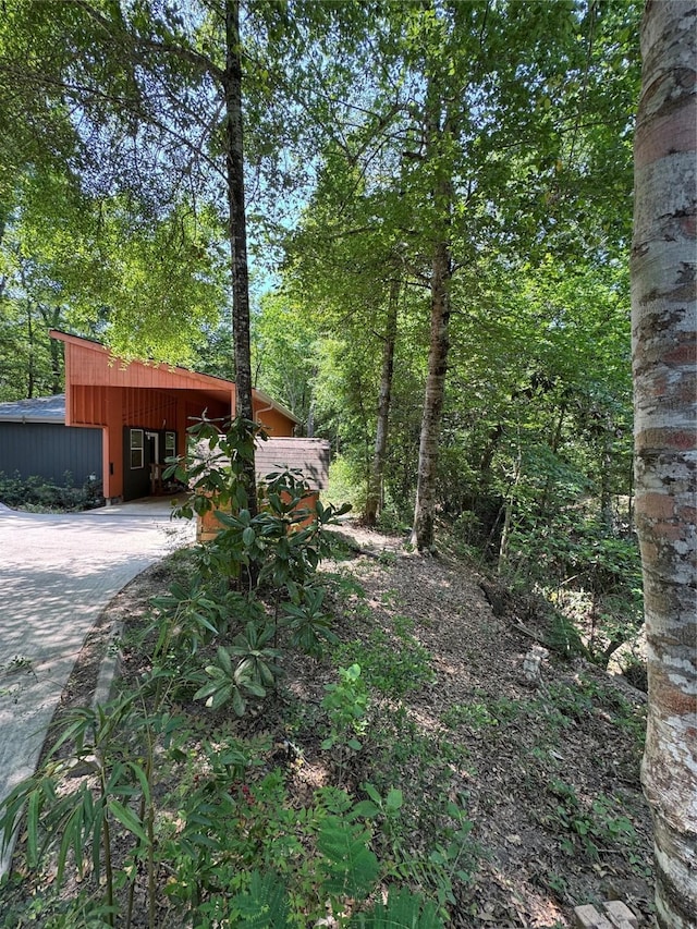 view of yard featuring driveway