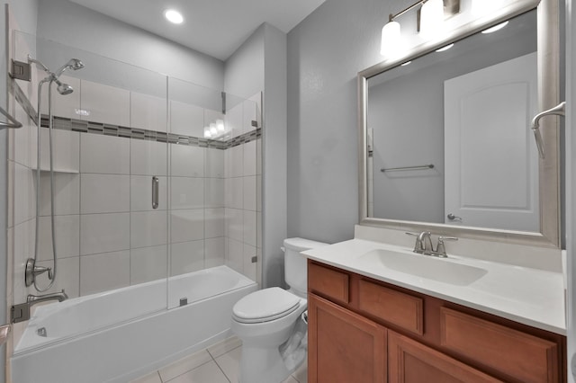 114 Winecup Cir, Montgomery, TX 77316 - full bathroom featuring toilet, bathtub / shower combination, recessed lighting, tile patterned flooring, and vanity