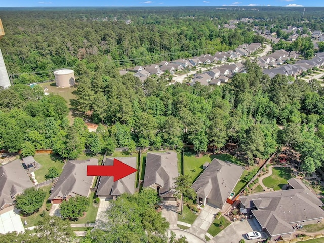 114 Winecup Cir, Montgomery, TX 77316 - birds eye view of property featuring a residential view and a wooded view
