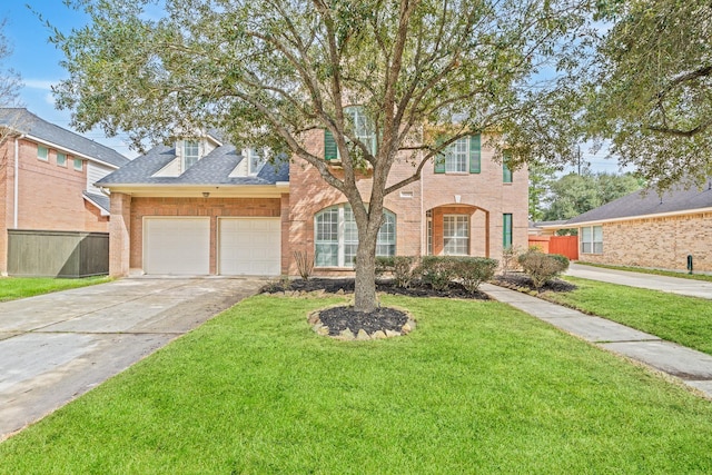 6214 Laguna Del Rey Dr, Houston, TX 77041 - traditional home featuring concrete driveway, a front yard, fence, and a garage