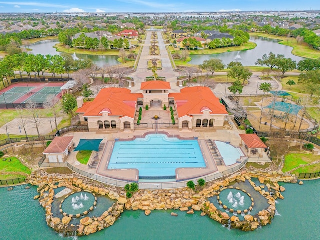 6214 Laguna Del Rey Dr, Houston, TX 77041 - bird's eye view with a water view and a residential view