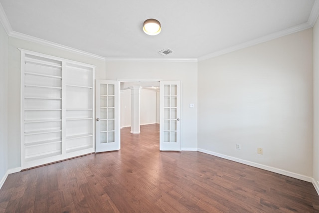 6214 Laguna Del Rey Dr, Houston, TX 77041 - interior space with baseboards, french doors, crown molding, visible vents, and wood finished floors