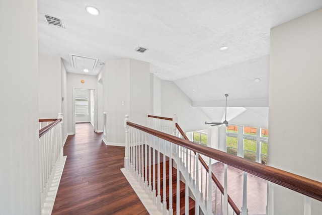 6214 Laguna Del Rey Dr, Houston, TX 77041 - corridor featuring visible vents, attic access, an upstairs landing, and a wealth of natural light