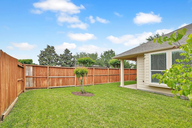 view of yard featuring a fenced backyard