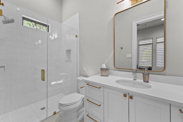 513 Pineal Dr, Montgomery, TX 77316 - full bathroom with a stall shower, toilet, and vanity