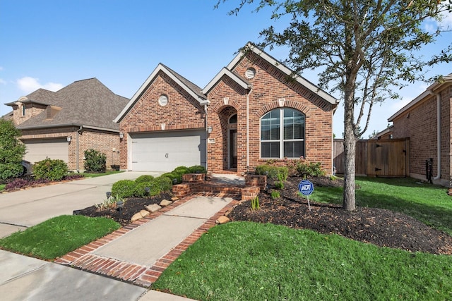 19122 Panther Cave Ct, Cypress, TX 77433 - traditional-style house featuring brick siding, an attached garage, driveway, and a front lawn