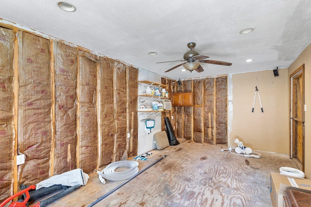 interior space featuring recessed lighting and ceiling fan