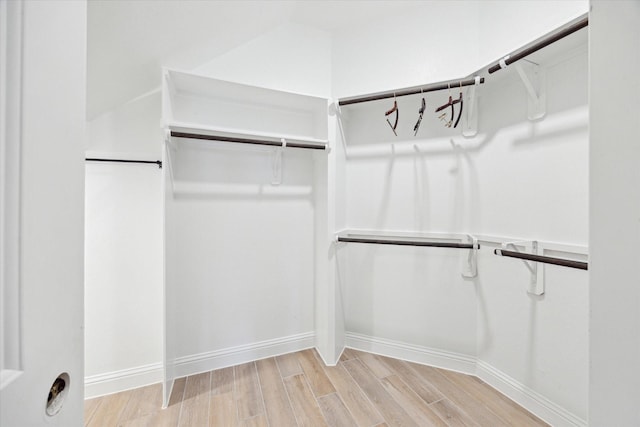walk in closet with wood finished floors
