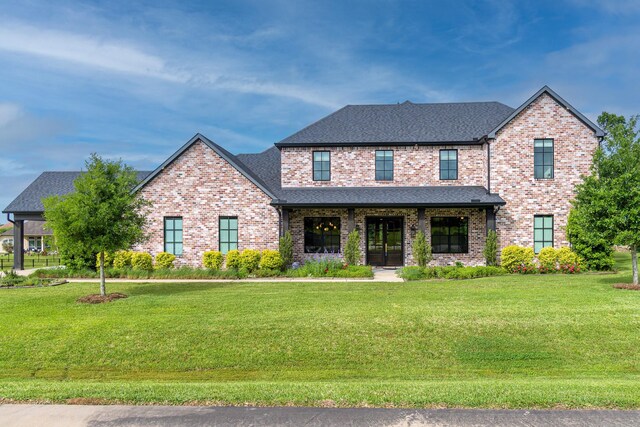 8603 Lofty Pnes, Richmond, TX 77406 - view of front of house with a shingled roof, brick siding, and a front yard