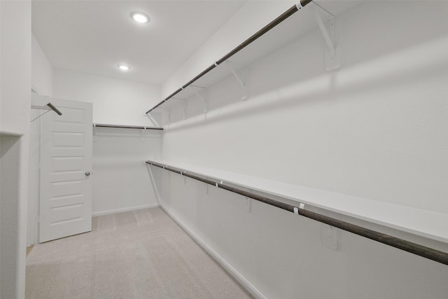 spacious closet with light carpet