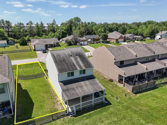 drone / aerial view featuring a residential view