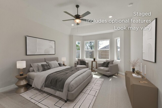 13136 Soaring Forest Dr, Conroe, TX 77302 - carpeted bedroom with baseboards, recessed lighting, and a ceiling fan