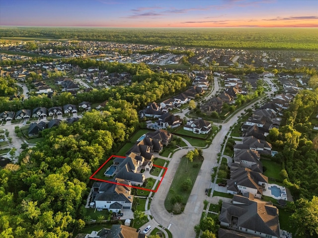 aerial view featuring a residential view