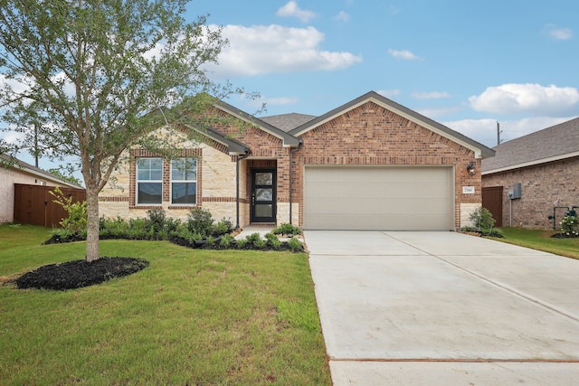 7746 Beaufort Ln, Baytown, TX 77523 - ranch-style house with an attached garage, concrete driveway, and brick siding
