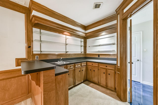 9402 Stockport Dr, Spring, TX 77379 - bar featuring a sink and light carpet