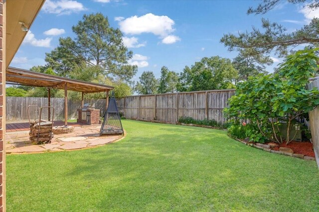view of yard with a patio area and a fenced backyard