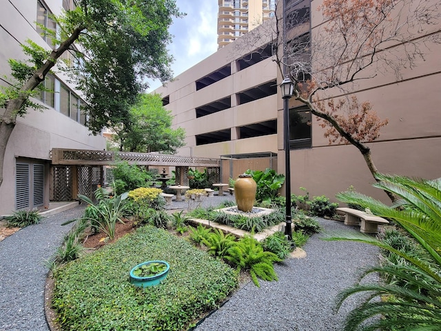 view of property's community featuring a hot tub