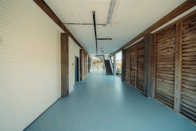 hallway with finished concrete floors