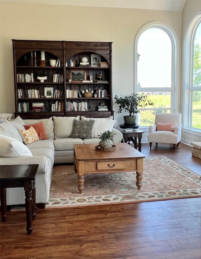 living area featuring wood finished floors