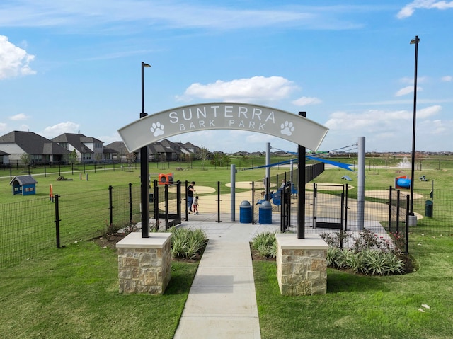 view of community featuring a dog friendly area