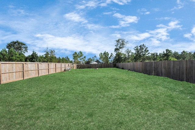 view of yard with a fenced backyard