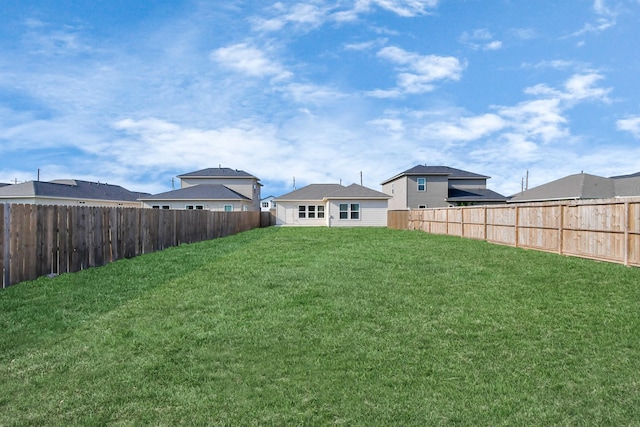 view of yard with a fenced backyard