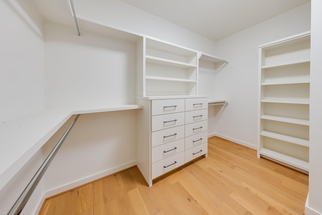 spacious closet with light wood-style flooring