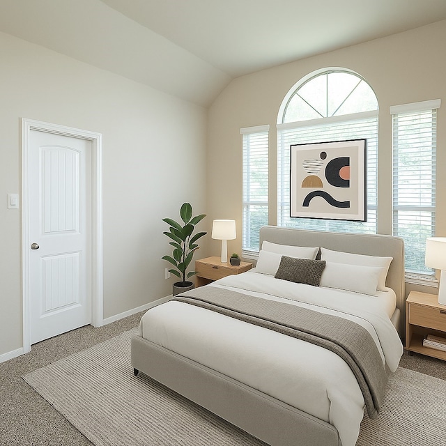 18942 W Windhaven Terrace Trl, Cypress, TX 77433 - carpeted bedroom featuring baseboards and vaulted ceiling