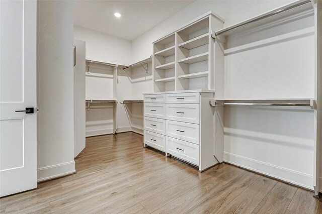 spacious closet with light wood-style flooring