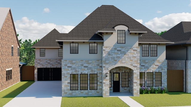 7914 Ludington, Houston, TX 77071 - french provincial home featuring driveway, stone siding, and stucco siding