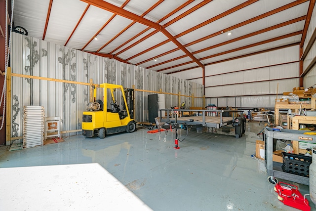 garage featuring metal wall