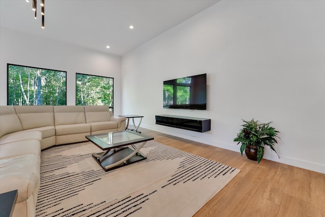 11571 Robin Ln, Conroe, TX 77303 - living area with baseboards, wood finished floors, and recessed lighting