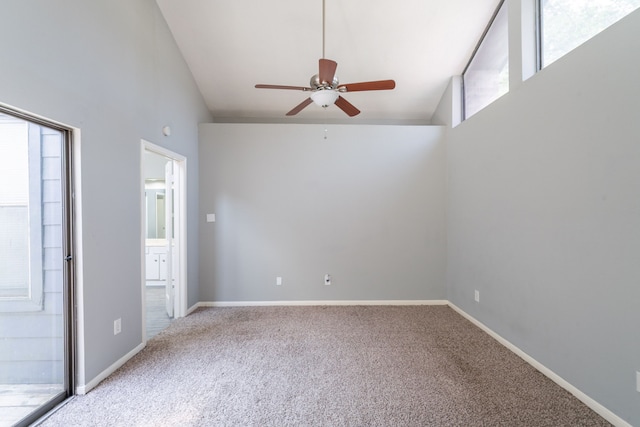 8810 Enchanted Forest Dr, Houston, TX 77088 - spare room featuring vaulted ceiling, carpet floors, baseboards, and a ceiling fan