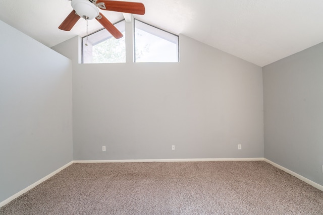 8810 Enchanted Forest Dr, Houston, TX 77088 - spare room with carpet floors, ceiling fan, baseboards, and vaulted ceiling