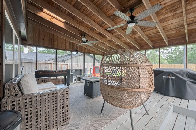 6015 Allentown Dr, Spring, TX 77389 - sunroom / solarium featuring ceiling fan and healthy amount of natural light