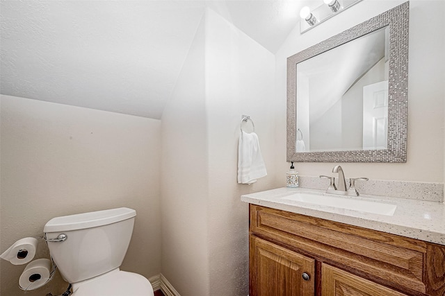 10506 Linsley Ln, Houston, TX 77034 - half bath with lofted ceiling, vanity, and toilet