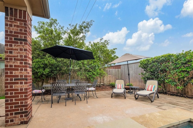 view of patio / terrace with outdoor dining area and a fenced backyard