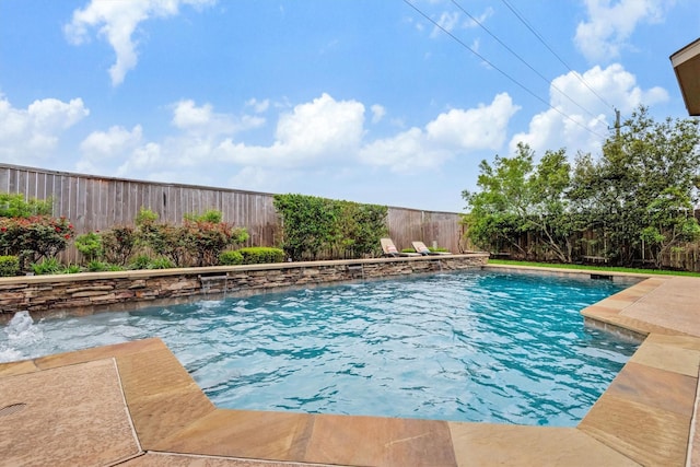 view of pool with a fenced backyard and a fenced in pool