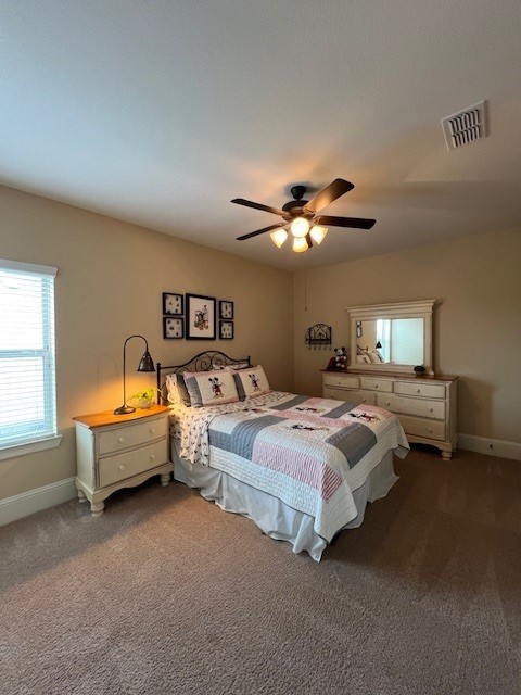 12919 Arlington Meadows Ln, Tomball, TX 77377 - bedroom with carpet, ceiling fan, and baseboards
