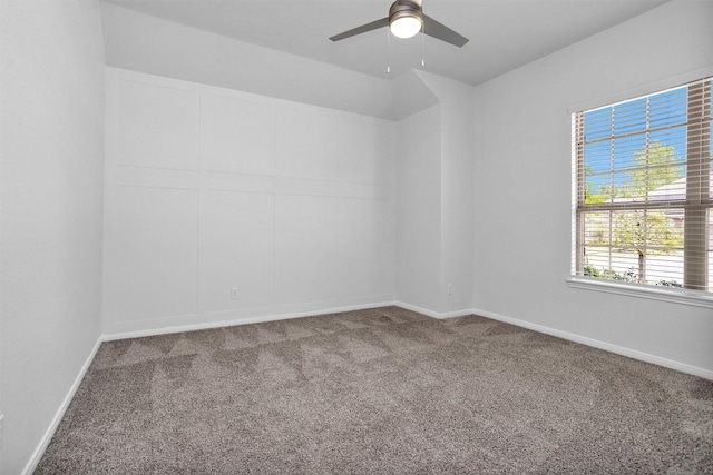 31411 Raleigh Creek Dr, Tomball, TX 77375 - empty room with carpet floors, a ceiling fan, and baseboards