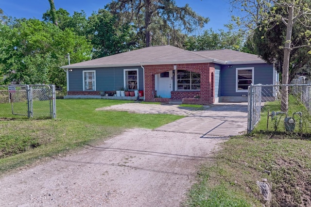 4506 Boicewood St, Houston, TX 77016 - single story home featuring a front lawn, a gate, driveway, fence, and brick siding