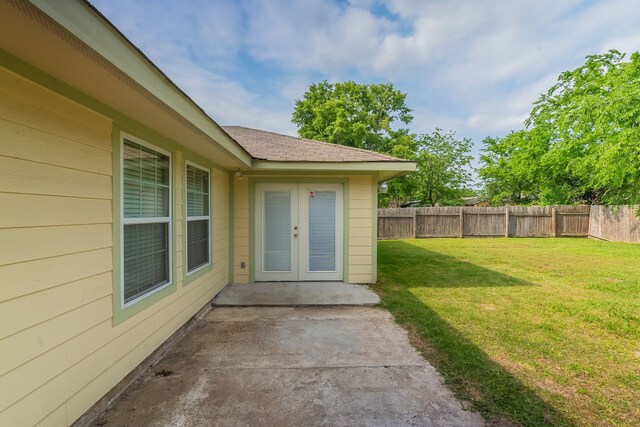 12626 Lacey Crest Dr, Houston, TX 77070 - exterior space featuring a patio, fence private yard, and french doors