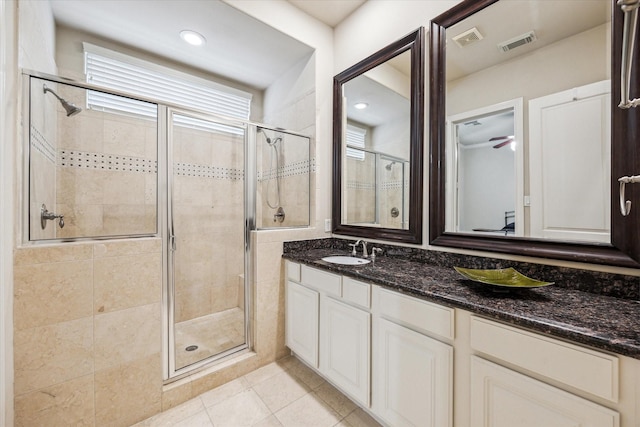 4410 Schuler St Unit B, Houston, TX 77007 - bathroom featuring tile patterned flooring, a shower stall, and visible vents