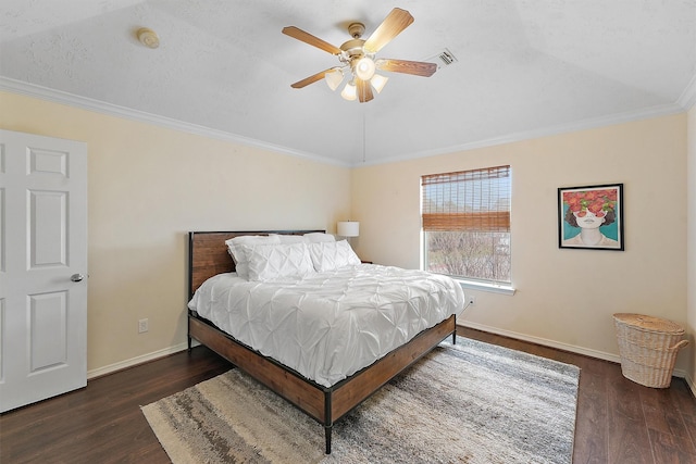 7818 Stoneyway Dr, Houston, TX 77040 - bedroom with baseboards, ornamental molding, wood finished floors, and lofted ceiling