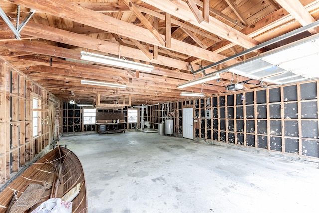 garage with a garage door opener