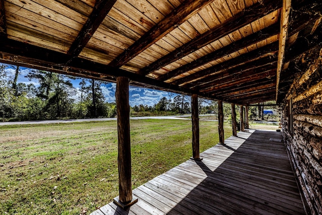 deck with a yard