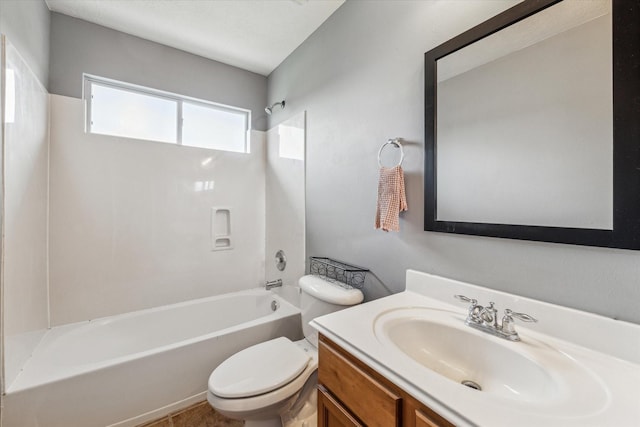 full bathroom with vanity, shower / bathing tub combination, and toilet