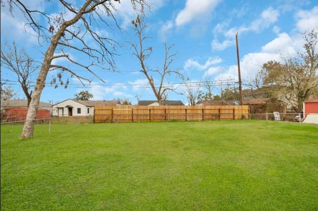view of yard with a fenced backyard